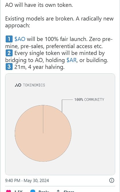 超并行计算 AO 网络透露全新代币模型缩略图