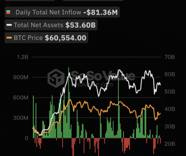 8月14日比特币现货ETF总净流出8136.30万美元，ETF净资产比率达4.59%缩略图